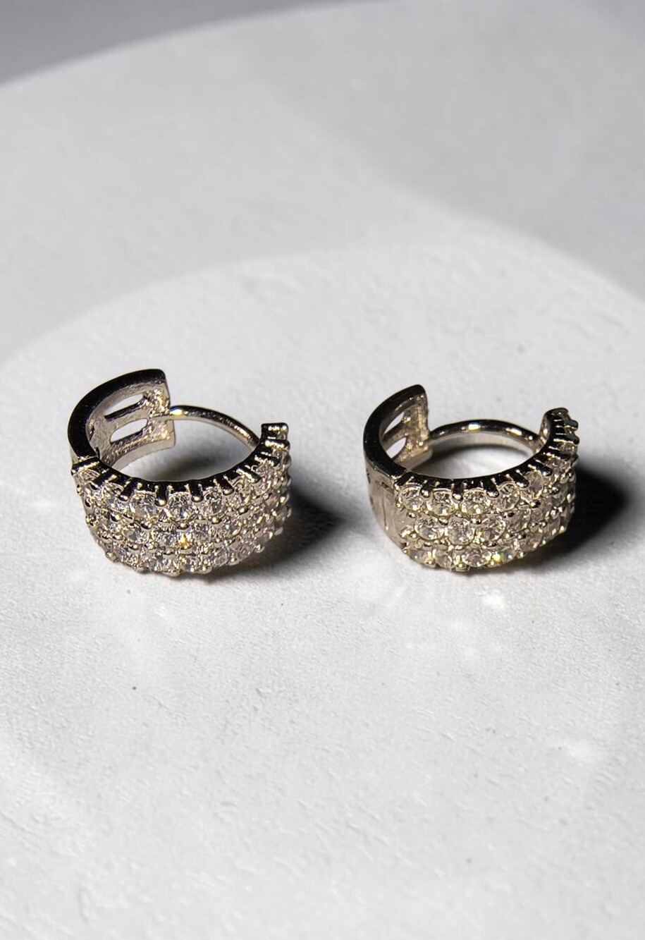 Fuzion Creations CZ And Sterling Silver Huggie Hoop Pierced Earrings